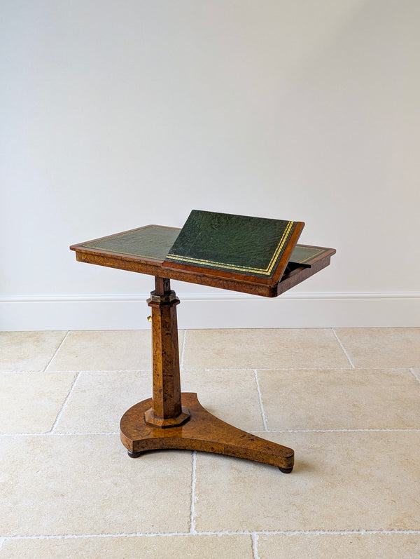 Antique George IV Burr Elm Adjustable Library Reading Table c.1830
