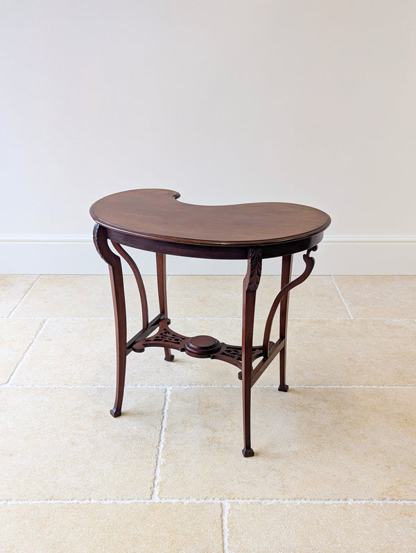 Antique Art Nouveau Mahogany Side Table with Shaped Top c.1900