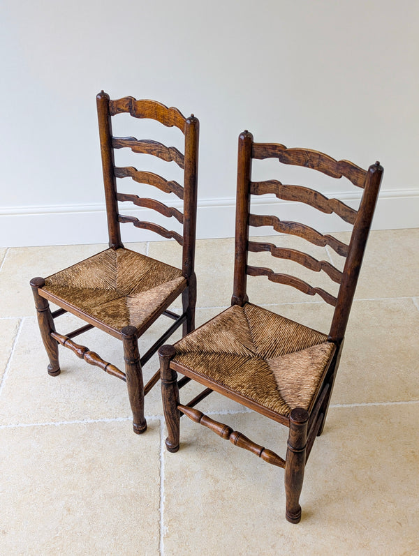 Set of Four Antique Georgian Oak Ladderback Dining Chairs c.1800