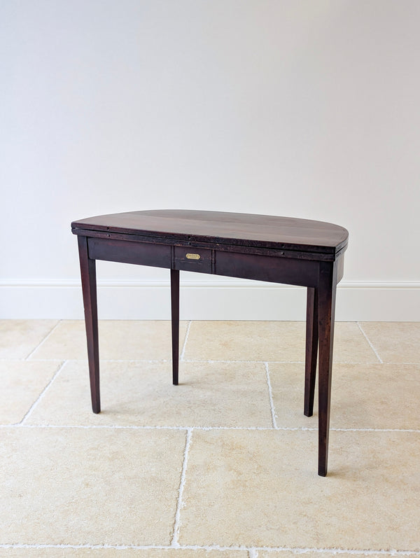 Antique Georgian Plum Pudding Mahogany Fold-Over Tea Table c.1790