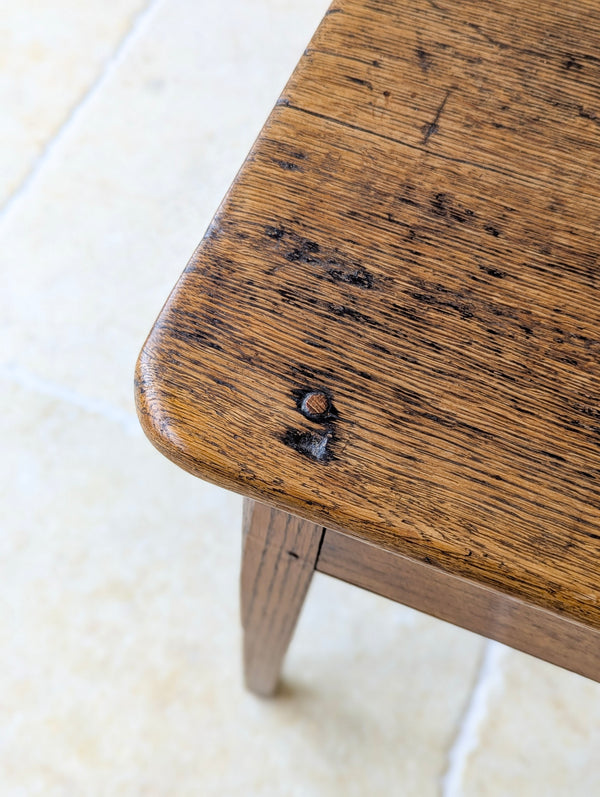 Antique Late 19th Century Country Oak Stool
