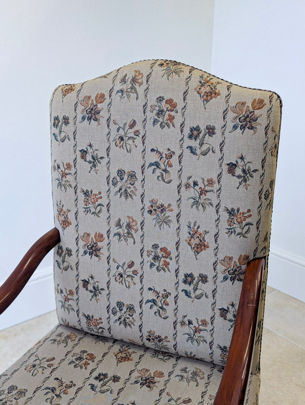 Pair of Antique Victorian Walnut Open Armchairs c.1890