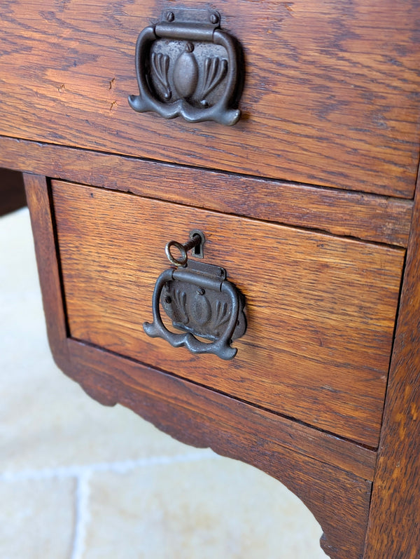 Antique Late Victorian Oak Roll Top Writing Desk c.1890