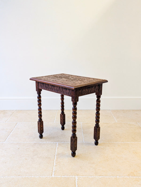 Antique Fruitwood Carved Side Table c.1900