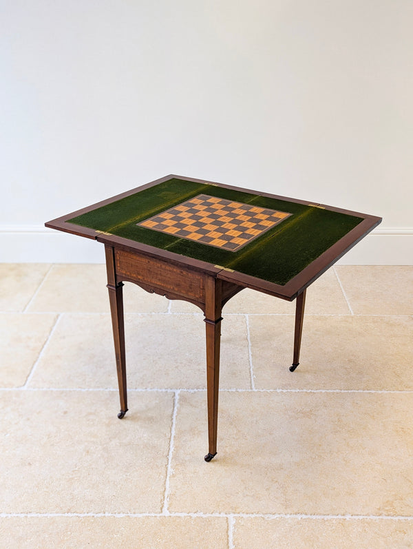 Antique Edwardian Mahogany Chess, Card & Games Table c.1910