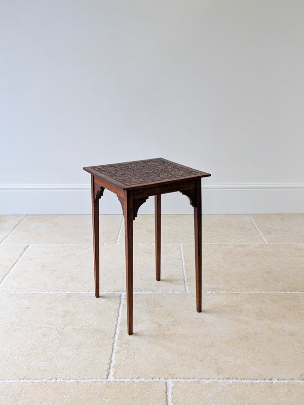 Antique Arts & Crafts Carved Oak Occasional Table c.1900