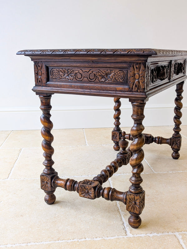 Antique Victorian Carved Oak Library Table c.1890