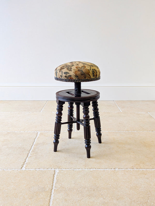 Antique Victorian Mahogany Adjustable Piano Stool c.1870