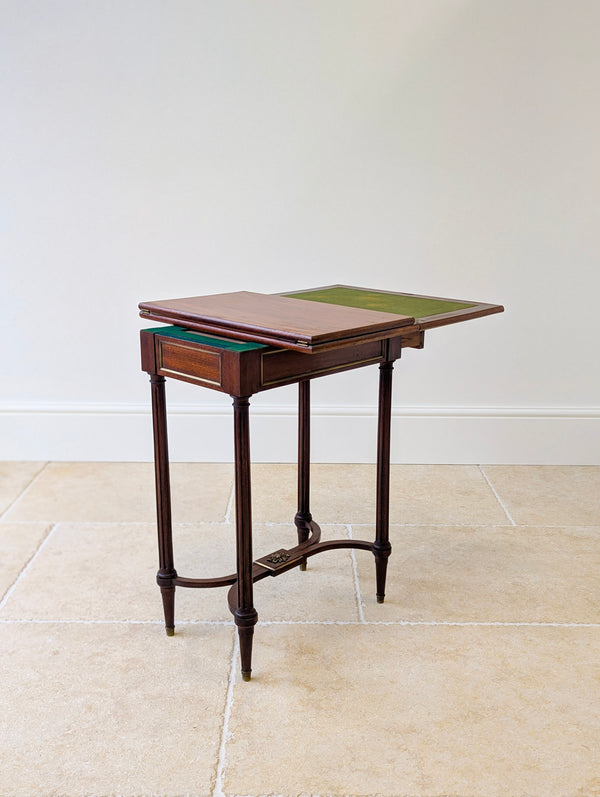 Antique Victorian Mahogany Triple-Top Folding Card Table c.1880