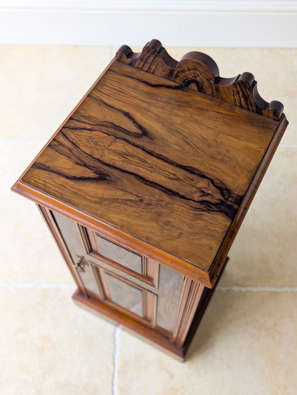 Antique Victorian Mahogany & Exotic Hardwood Bedside Cupboard c.1890