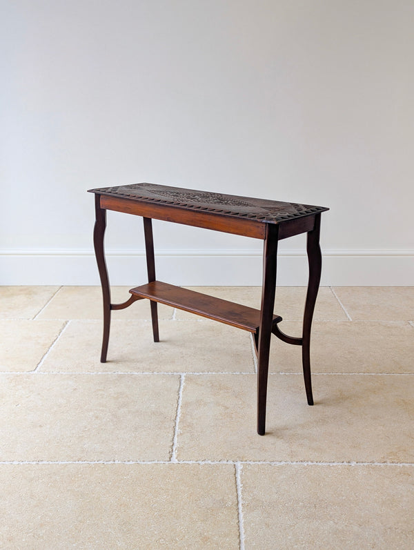Antique Carved Oak Side Table c.1900