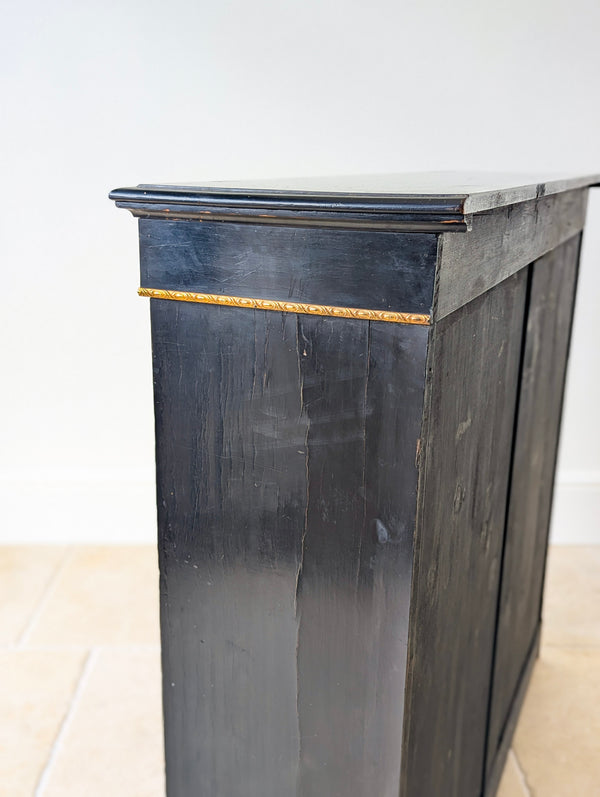 Antique Victorian Ebonised Open Bookcase c.1870
