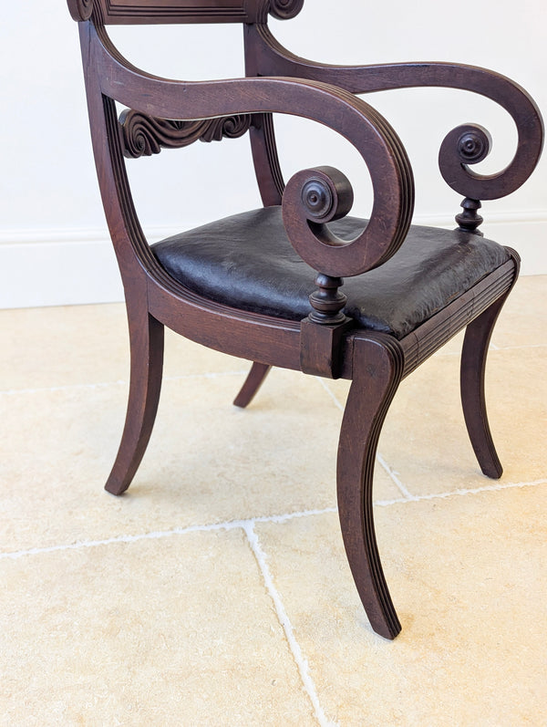 Antique Regency Mahogany Country House Library Armchair c.1820