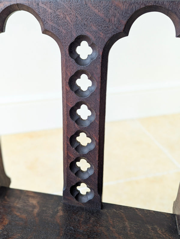 Antique Edwardian Gothic Revival Oak Church Chairs c.1911