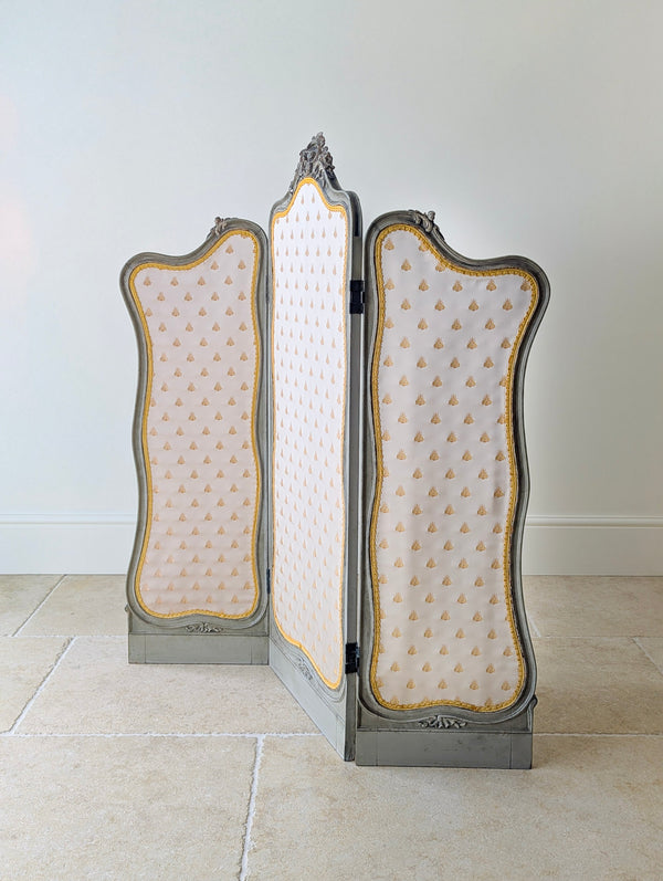 Antique Napoleon III Painted Three-Fold Room Screen c.1860