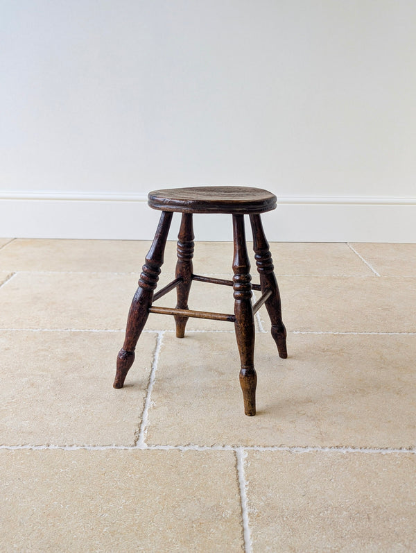 Antique Early Victorian Elm & Beech Country Stool c.1850