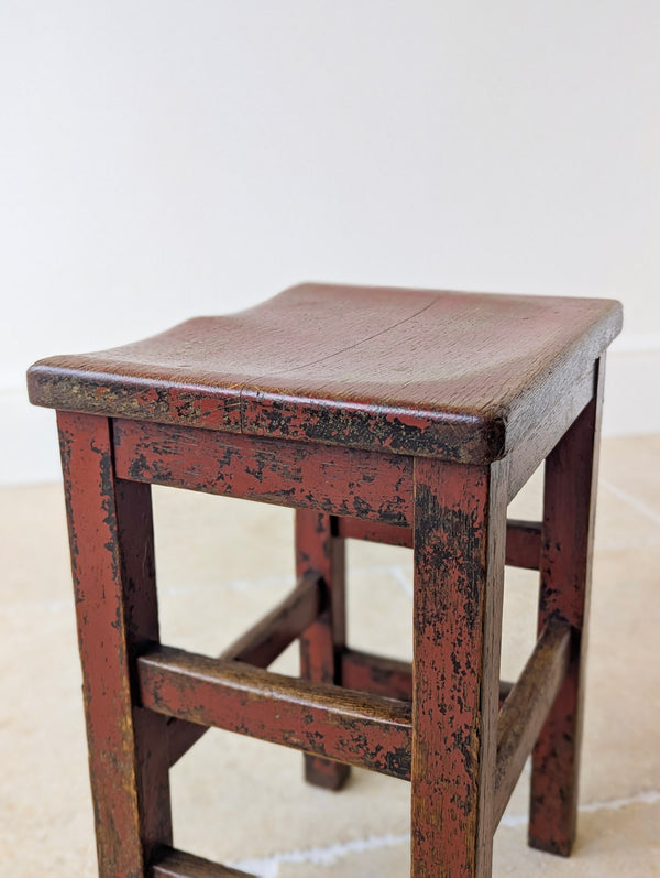 Antique Edwardian Painted Pine Country Stool c.1910