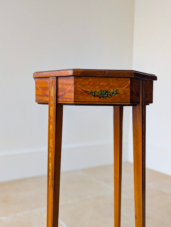 Antique Edwardian Satinwood Sheraton Revival Candle Stand c.1905