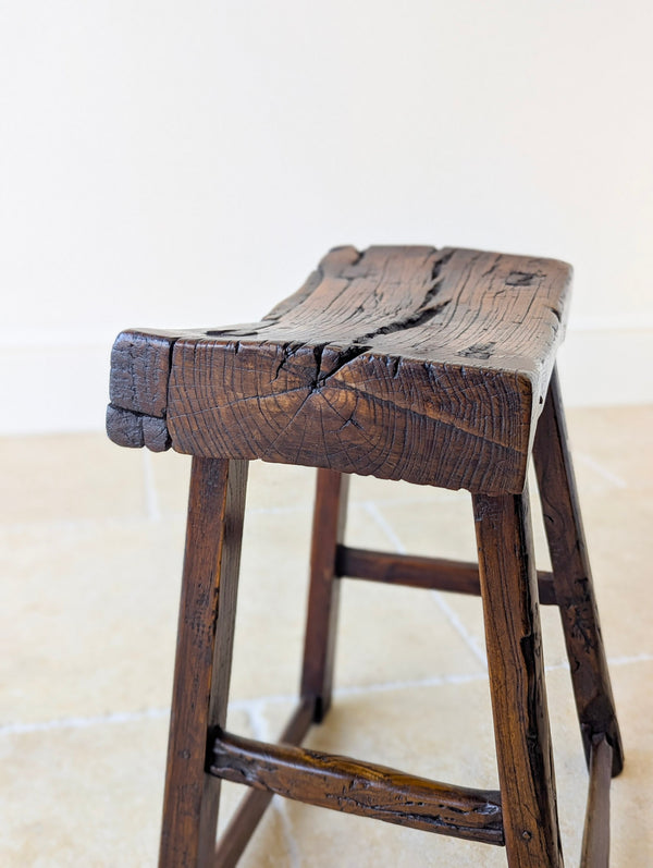 Antique Georgian Oak Vernacular Stool c.1750