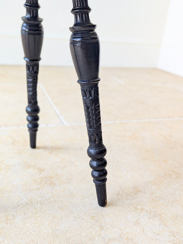Antique Victorian Ebonised Chip-Carved Occasional Table c.1890
