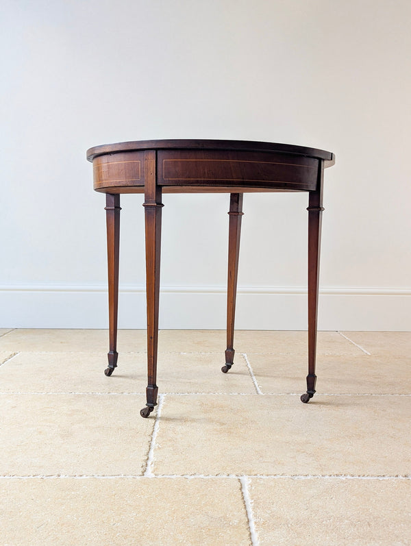 Antique Edwardian Mahogany Demilune Fold-Over Card Table c.1905