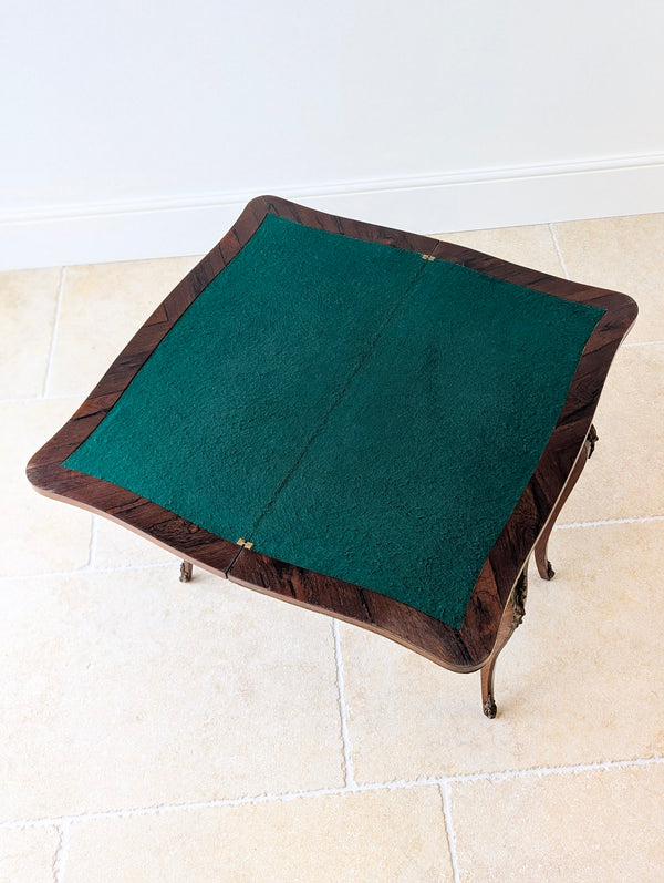Antique Victorian Louis XV Style Kingwood Card Table c.1890