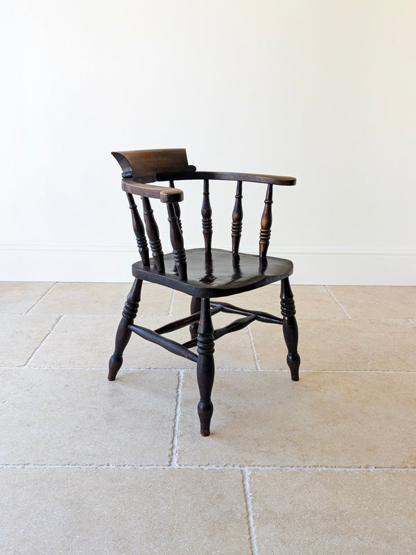 Antique Victorian Elm & Ash Captain’s Chair c.1890
