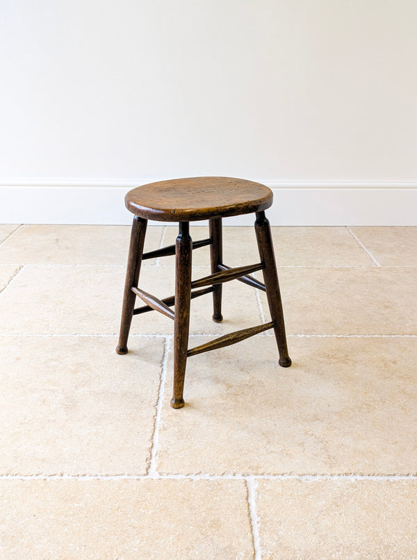 Antique Victorian Elm & Beech Country Stool c.1890