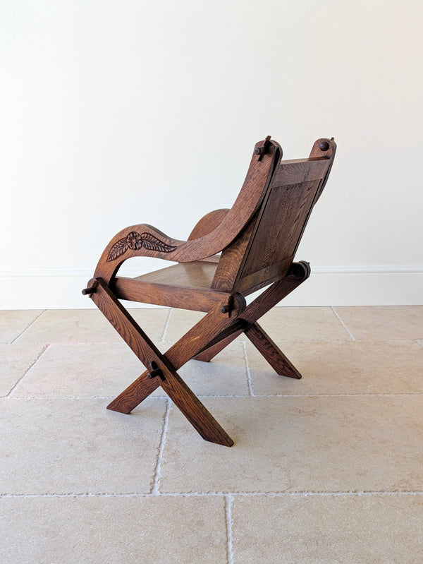 Antique Edwardian Oak Glastonbury Chair c.1910