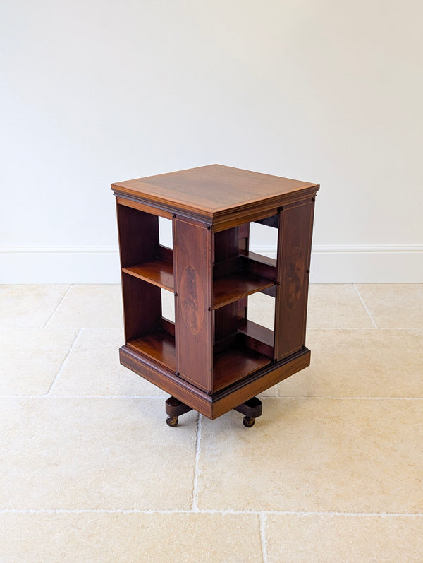 Antique Edwardian Inlaid Mahogany Revolving Bookcase c.1910