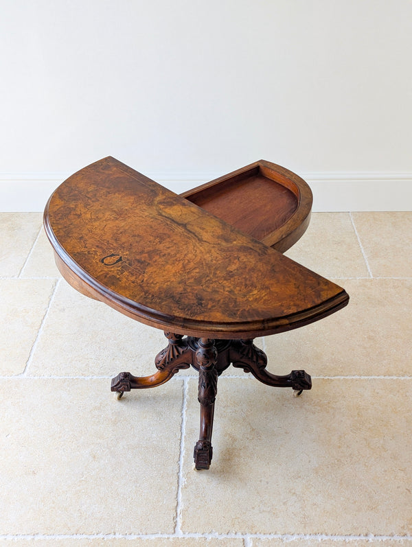 Antique Victorian Burr Walnut Card Table c.1870