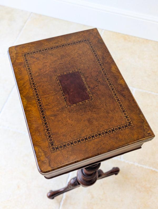 Antique Victorian Burr Walnut Work & Games Table c.1870