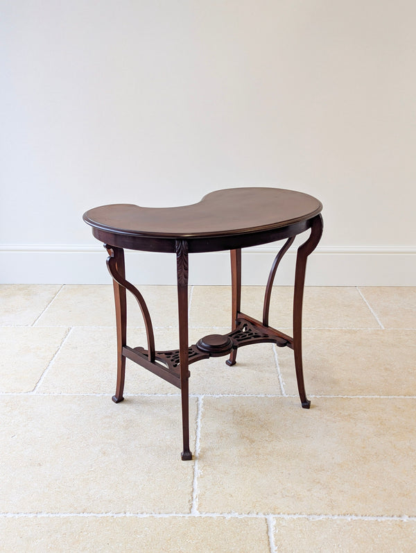 Antique Art Nouveau Mahogany Side Table with Shaped Top c.1900