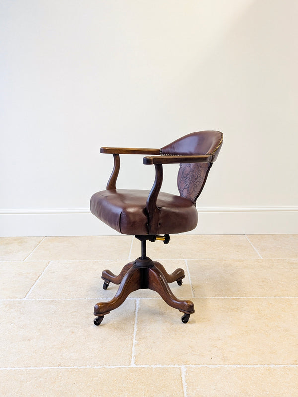 Antique Edwardian Mahogany Swivel Desk Chair c.1910