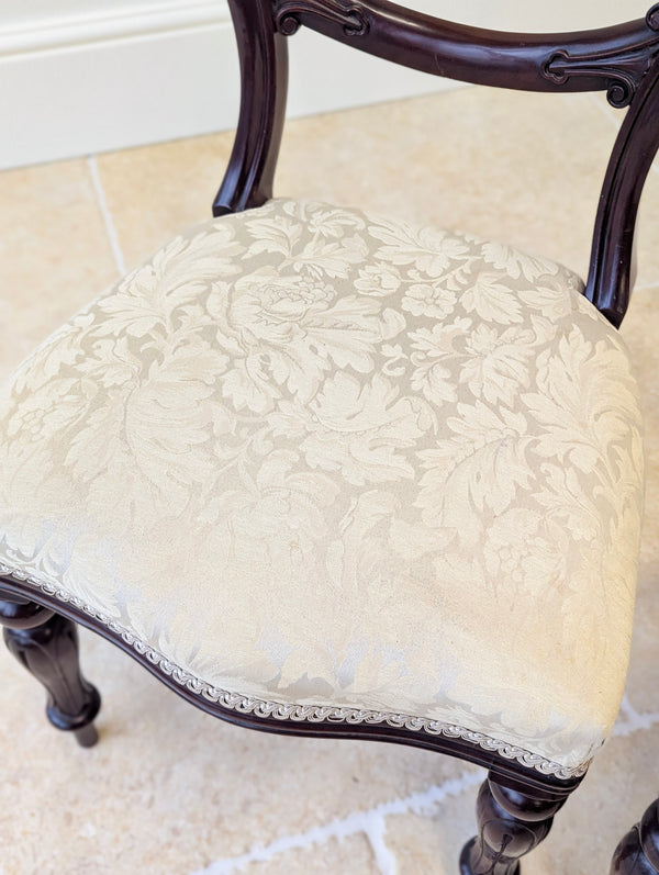 Set of Six Antique Victorian Mahogany Balloon Back Dining Chairs c.1860