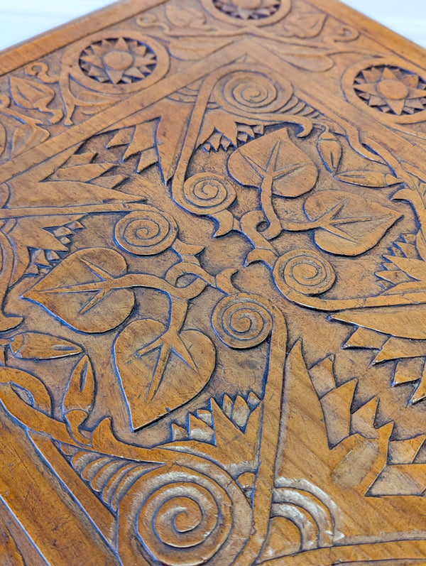 Antique Fruitwood Carved Side Table c.1900