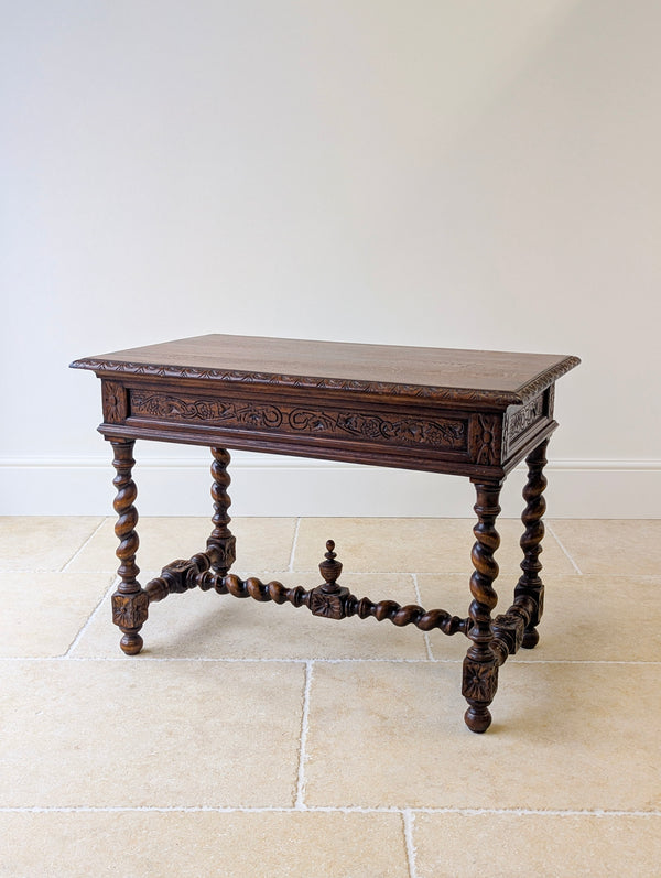 Antique Victorian Carved Oak Library Table c.1890