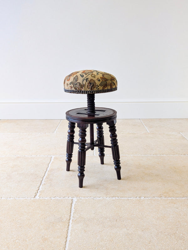 Antique Victorian Mahogany Adjustable Piano Stool c.1870