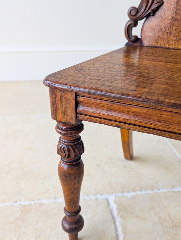 Pair of Antique Victorian Oak Hall Chairs c.1870