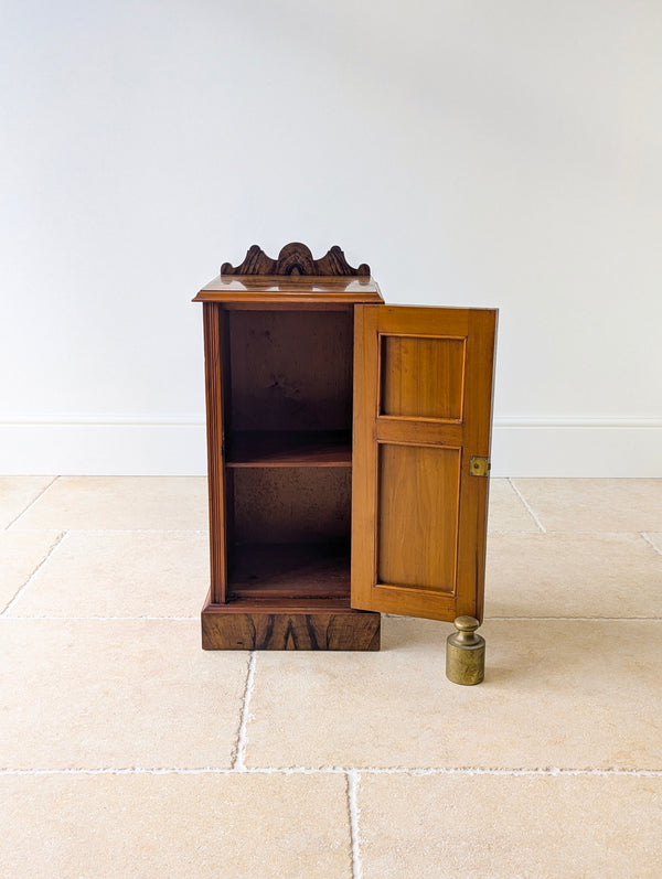 Antique Victorian Mahogany & Exotic Hardwood Bedside Cupboard c.1890
