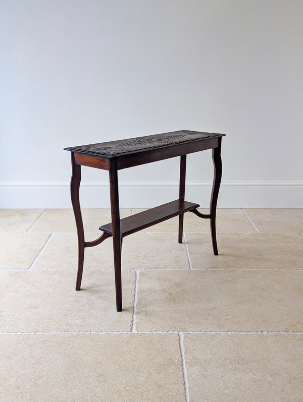 Antique Carved Oak Side Table c.1900