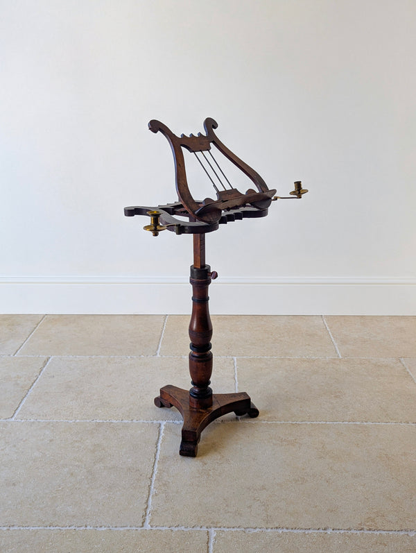 Antique William IV Mahogany Lyre-Form Music Stand c.1830