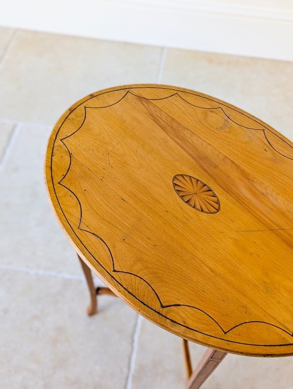 Antique Edwardian Satinwood Oval Occasional Table c.1900