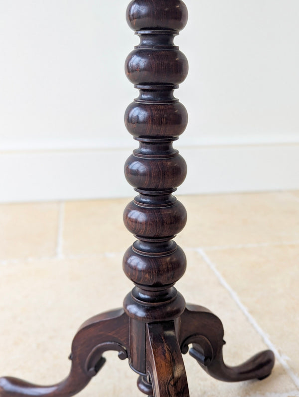 Antique William IV Rosewood Beadwork Tripod Wine Table c.1830