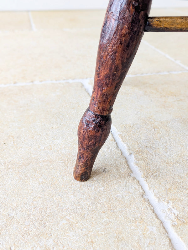 Antique Early Victorian Elm & Beech Country Stool c.1850