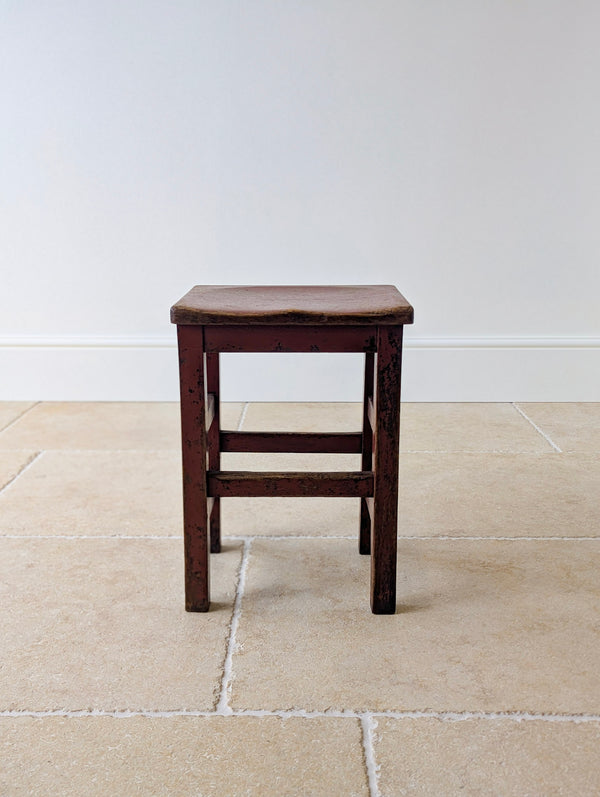 Antique Edwardian Painted Pine Country Stool c.1910