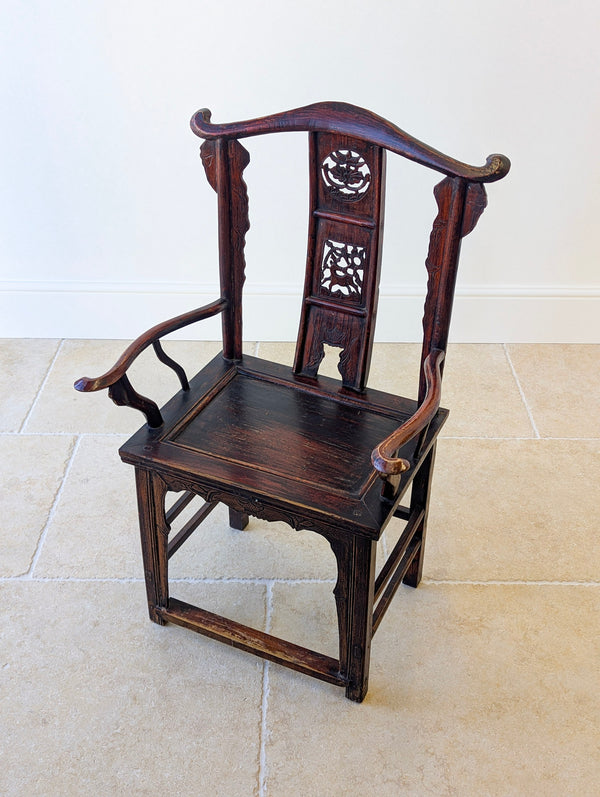 Antique Late Qing Dynasty Pair of Yoke-Back Armchairs c.1890