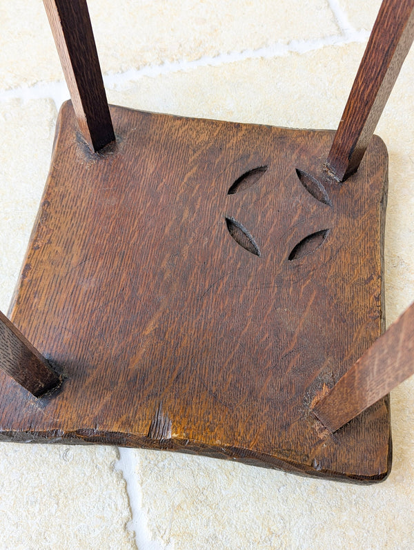 Antique Edwardian Arts & Crafts Oak Two-Tier Plant Stand c.1905