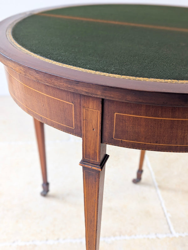 Antique Edwardian Mahogany Demilune Fold-Over Card Table c.1905