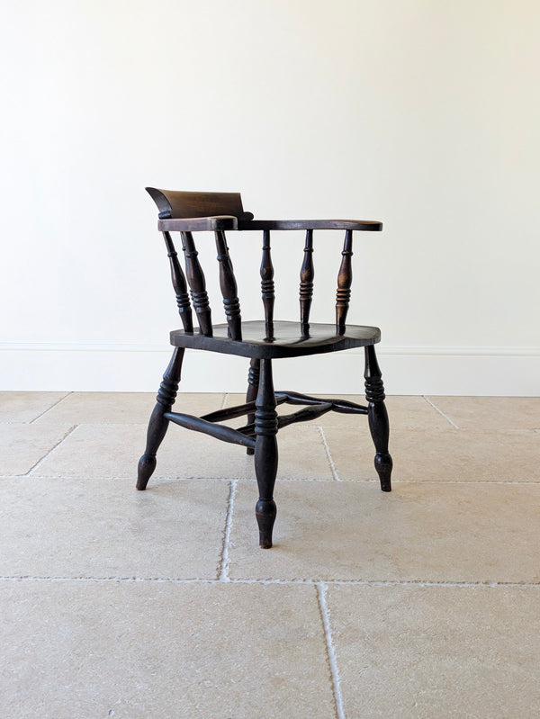 Antique Victorian Elm & Ash Captain’s Chair c.1890